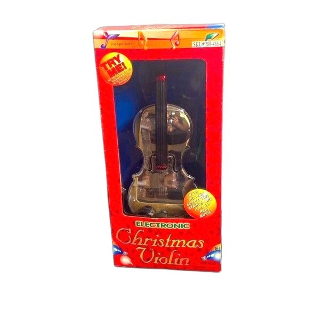 VTG Rare Telco Electronic Christmas Violin Silver Plays 6 Carols